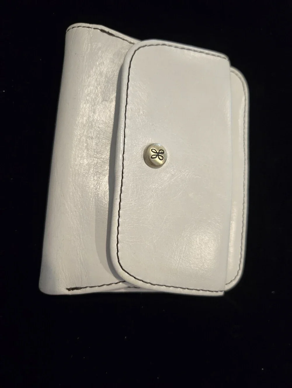 Vintage Inspired Hobo Leather Change And Card Wallet - White (Latte)